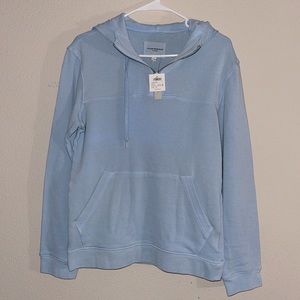 Club Monaco Men’s Check the hood. Hoodie Tea Dyed Tricot in Blue Size XS. NEW!